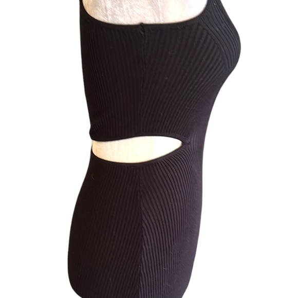 NEW House of Harlow 1960 Black Ribbed Midriff Cutout Bodycon Midi Dress - XS - Picture 9 of 15